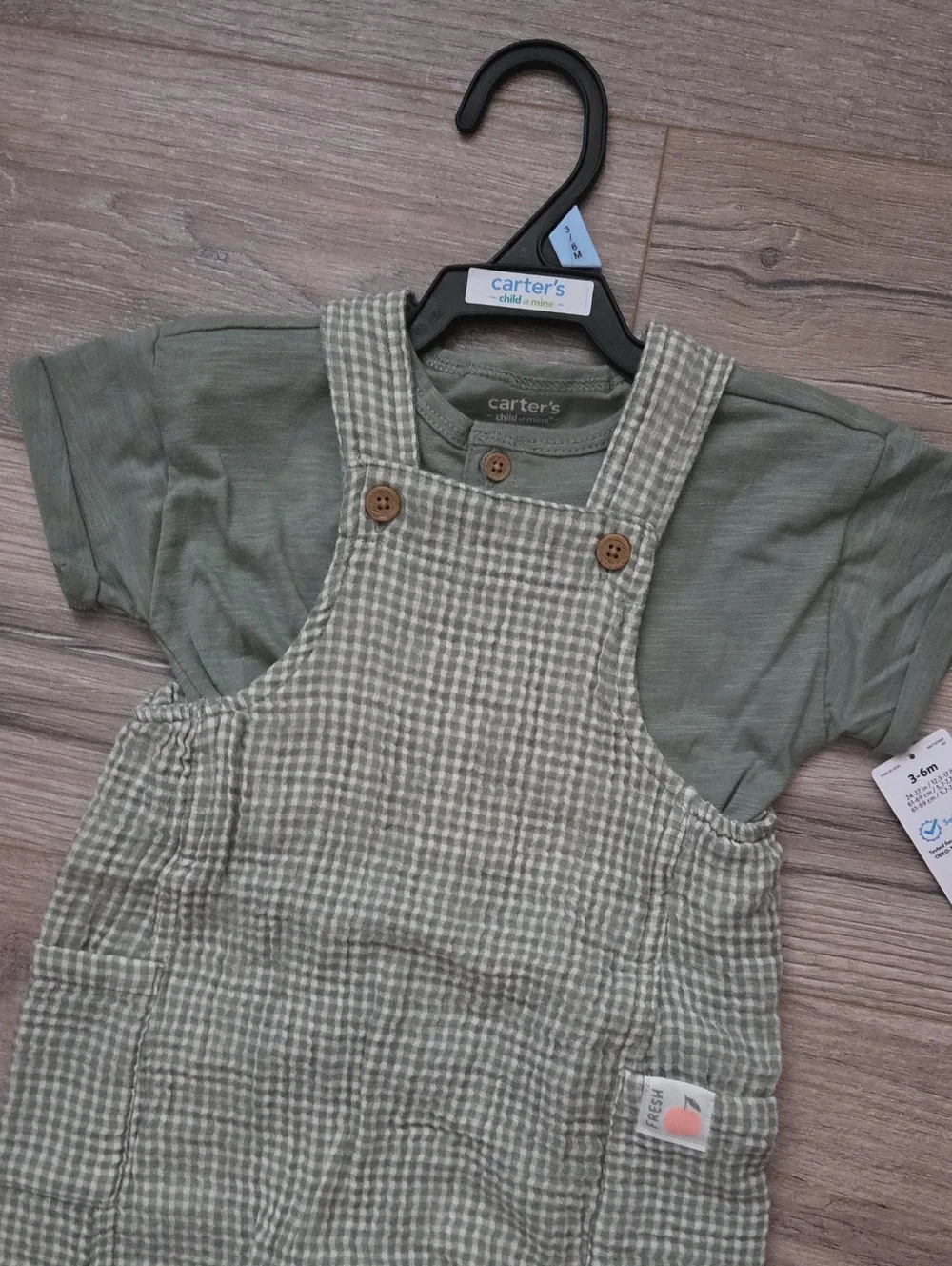 Carter's Sage Green Baby Overalls with T-Shirt Set